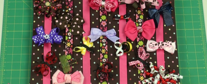 Bow Holder with several hair bows displayed