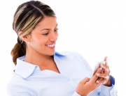 Lady using smart phone apps